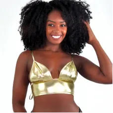 Sutiã Estilo Cropped Sensual em Tecido Metalizado A Seu Dispor